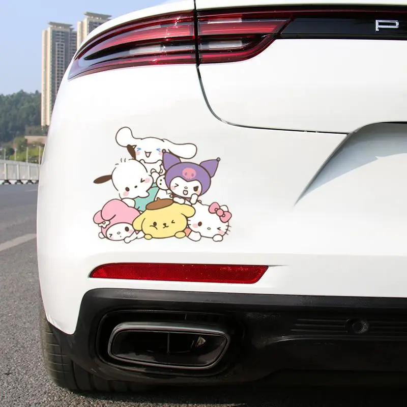 Sanrio Car Stickers Hello Kittys Kuromi My Melody Cute Personality Decorative Glass Creative Waterproof Anti-Scratch Stickers