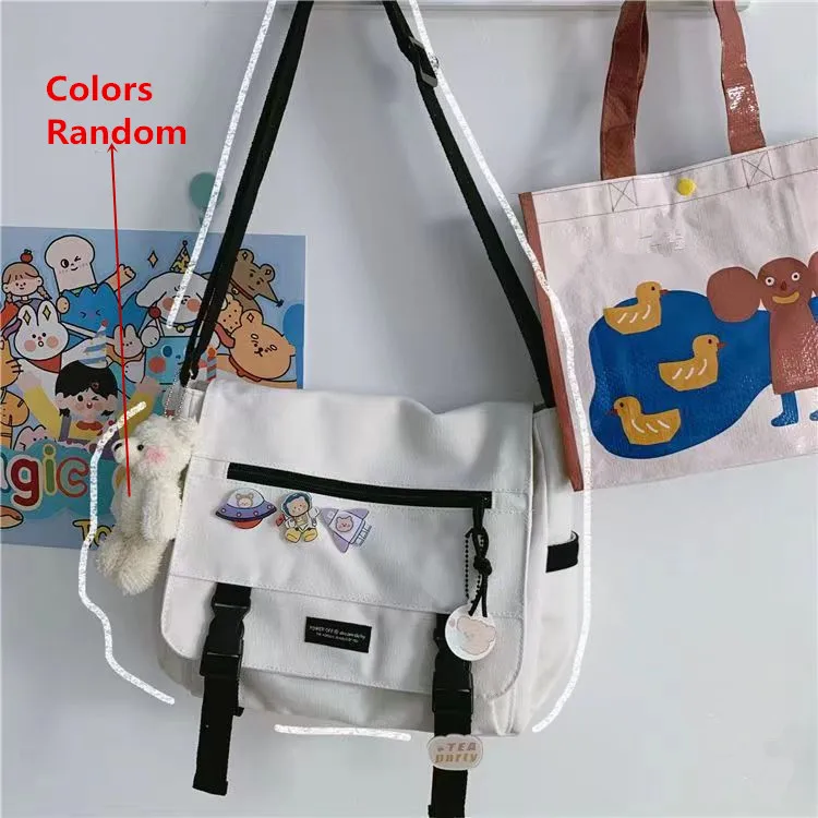 Harajuku Versatile Messenger Bag, Retro Street Crossbody Bag, Student School Canvas Bag,Casual Large Capacity Shoulder Bag