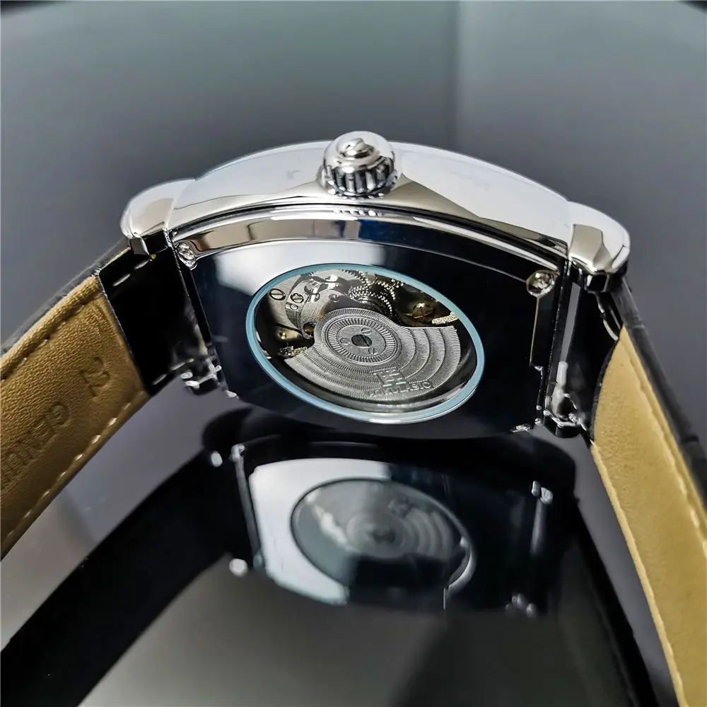 Trendy Barrel-Shaped Men's Automatic Mechanical Watch, Skeleton Tourbillon Luminous Waterproof Wristwatch, Personalized Luxury Men's Watch, Anniversary Gift for Boyfriend or Husband, Dual-Purpose for Business and Casual Wear, High-End and Elegant, Men's Mechanical Watch, Fully Automatic Skeleton Design, Luminous Display, Waterproof and Sweatproof, a Must-Have for Trendy and Unique Outfits, Ideal Gift Choice