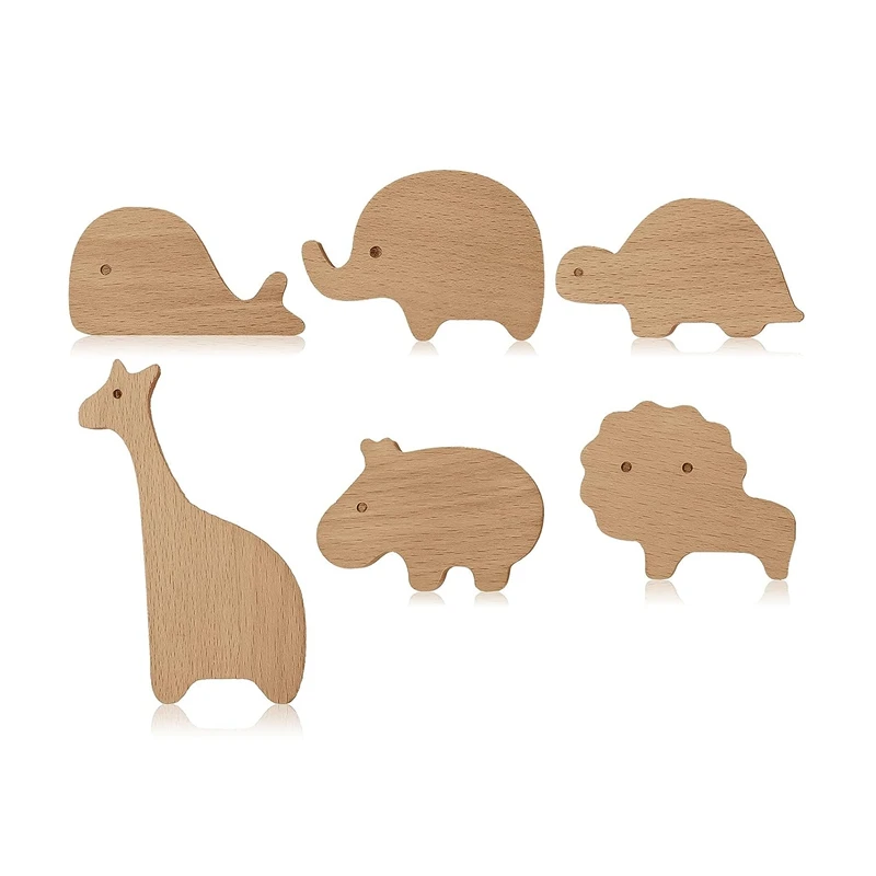 Wooden Animal Cabinet Knobs Decorative Dresser Knobs With Screws Dresser Pulls Wood Marine Woodland Animals Knobs 6Pcs Durable