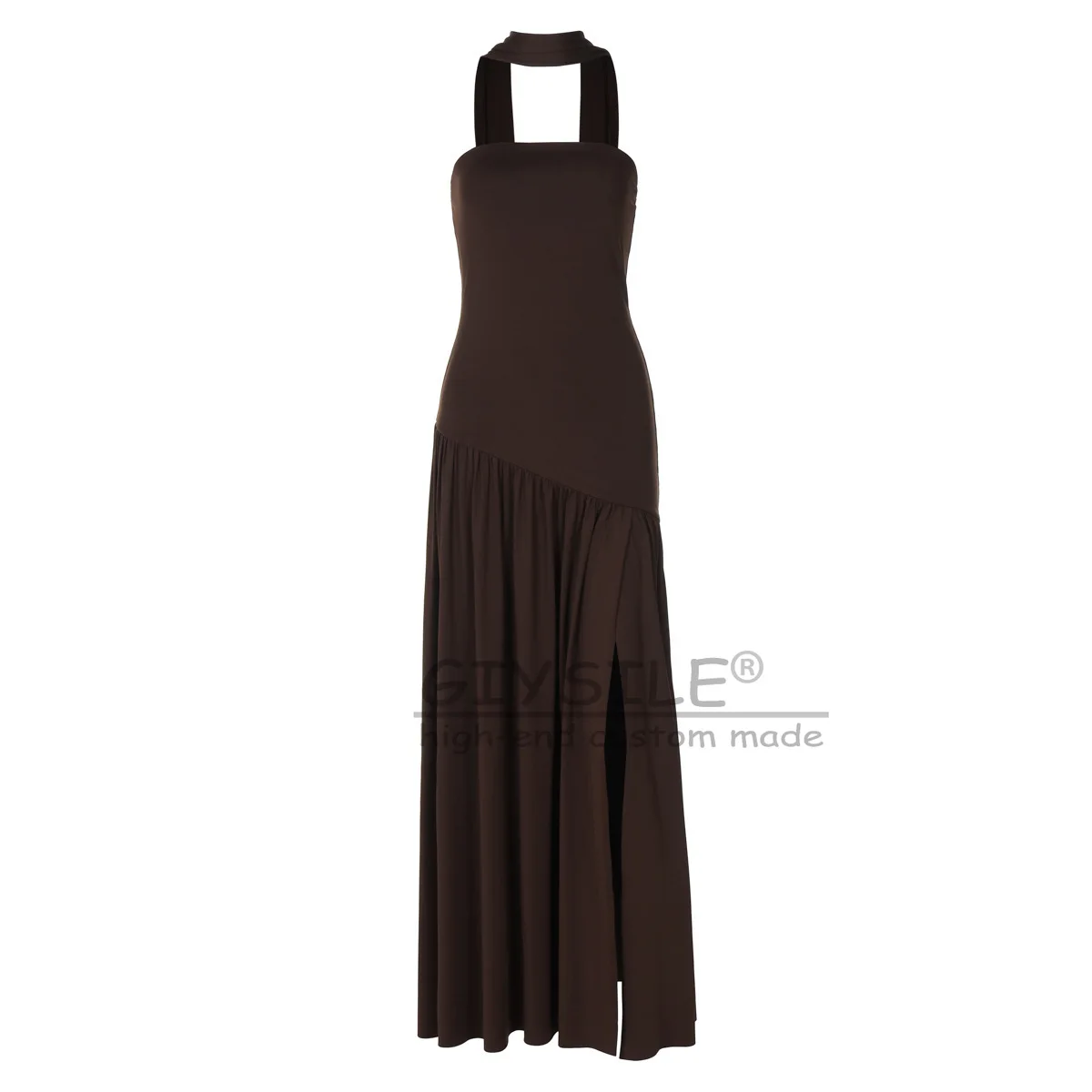 GIYSILE 2025 New Women's Fashion Temperament Tube Top Slim Solid Color Split Backless Elegant Ribbon Dress Woman Evening Dresses