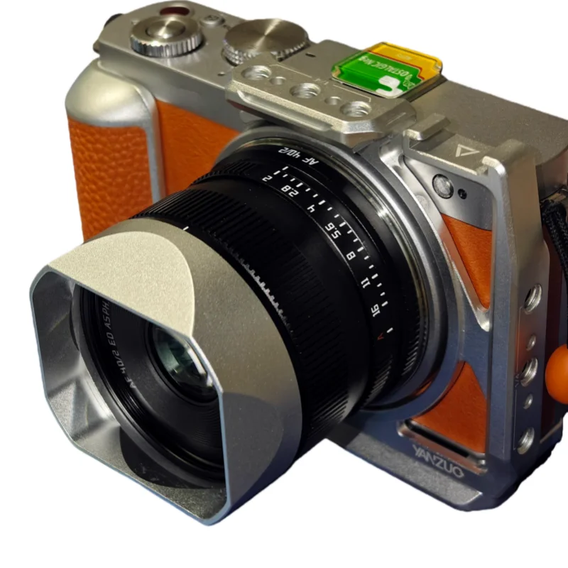 スクエアメタルレンズフード＆キャップセット、ttartisan-af-40mm-f2用保護バヨネットフード（ブラック-シルバー）