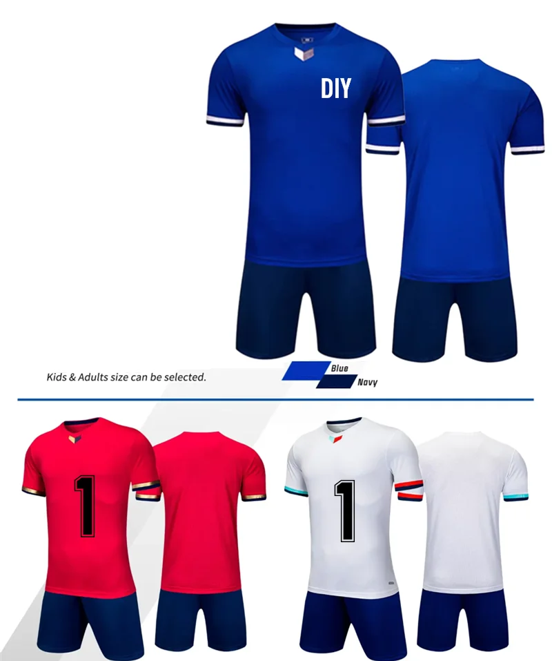 

Оптовая продажа быстросохнущего трикотажа, синяя детская футбольная форма, комплект тайского качества, молодежная футбольная майка