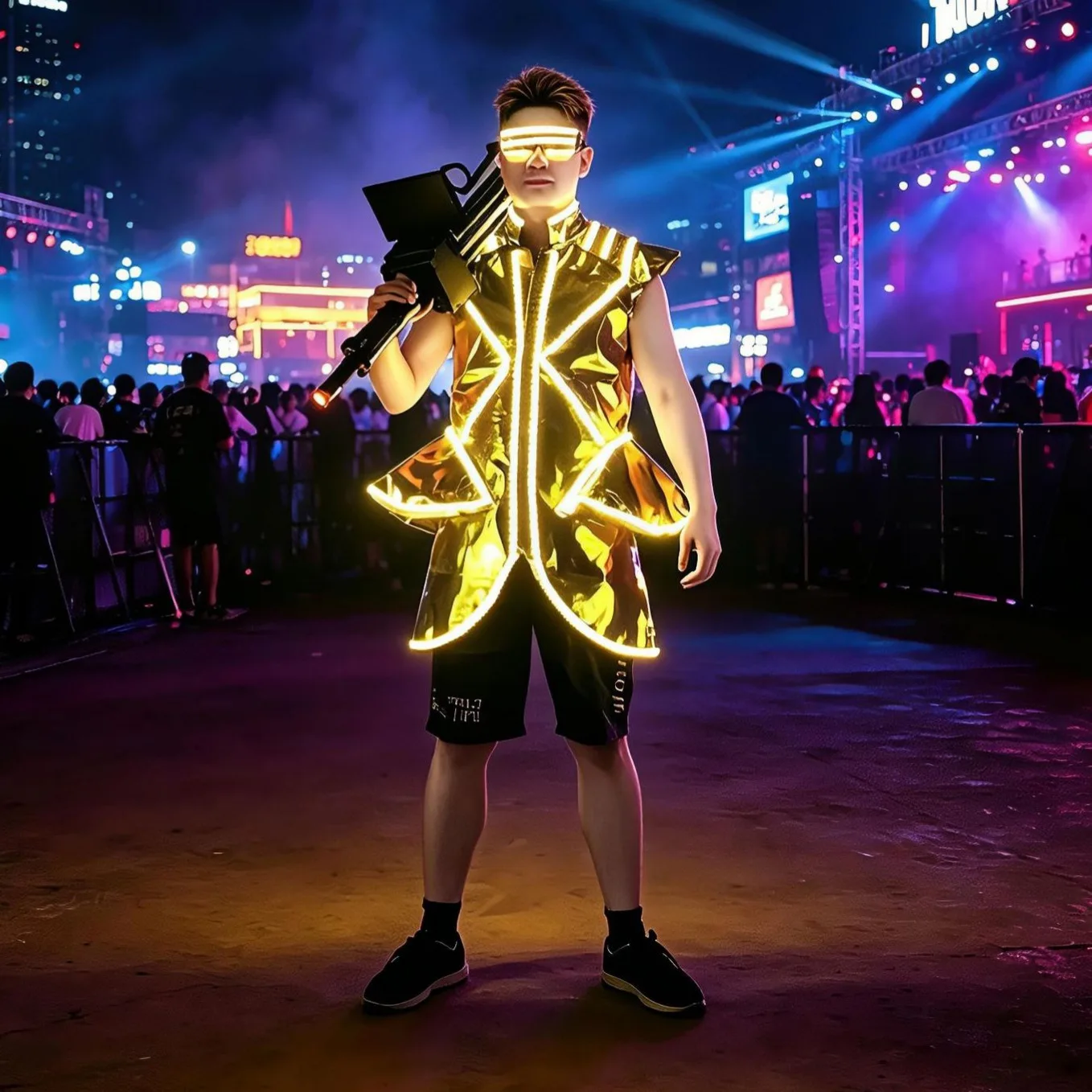 Nightclub LED Dance Costume Men DJ Flash Light up Rave Outfit Music Festival Stage Performance Suit