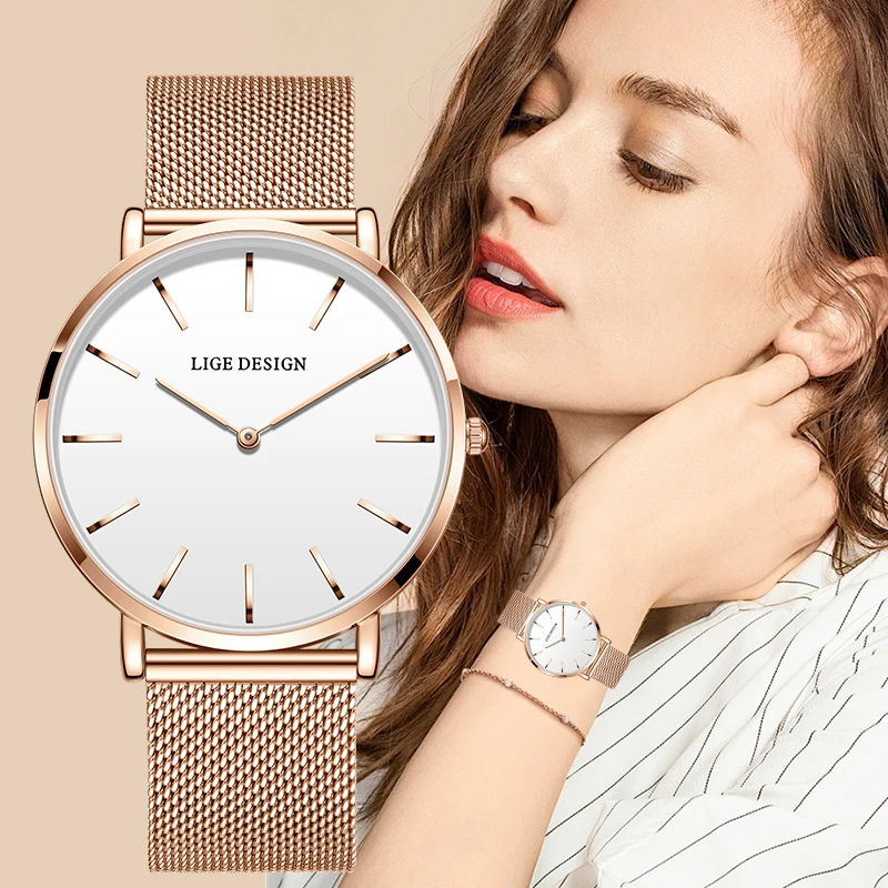 LIGE Design Woman Watch Fashion Elegant  Casual Sport Waterproof Watches for Women Top Brand Luxury Ladies Bracelet Reloj Mujer