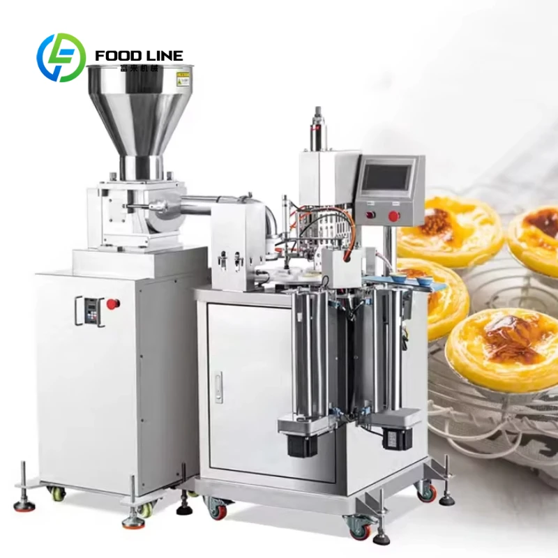 Customized Commercial -Tart Form Crust Shape Press Bake Automatic Make Custard Portuguese Tart Wrapper Machine For Snack