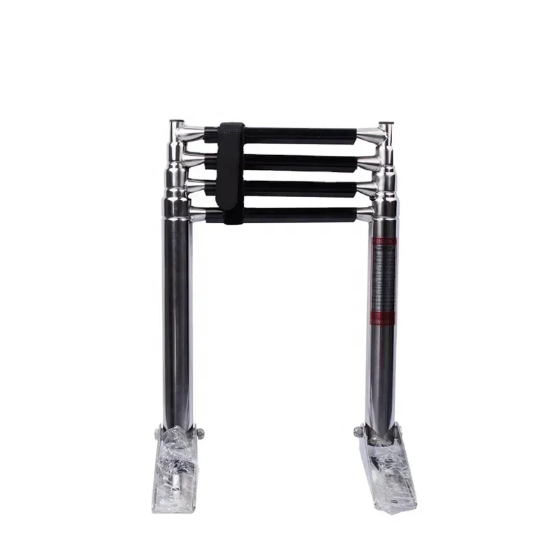 Stainless Steel 4-Step Under Platform Ladder Boarding Telescoping Ladder Marine Boat Accessories