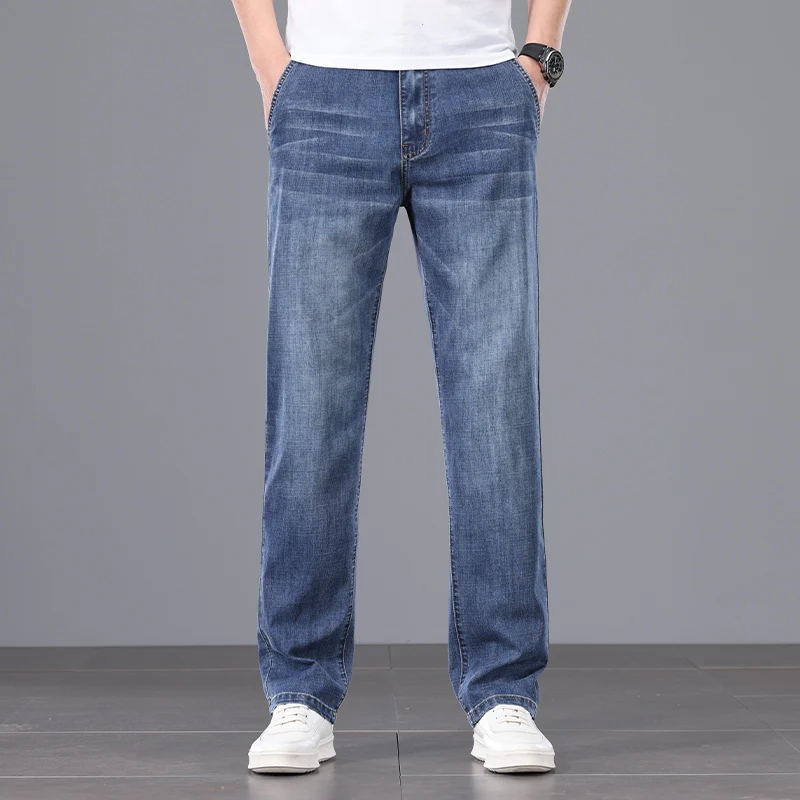 

Casual Summer Men's Brand Straight Jeans Breathable Loose Comfortable Classic Fashion Male Clothing Business Denim Trousers