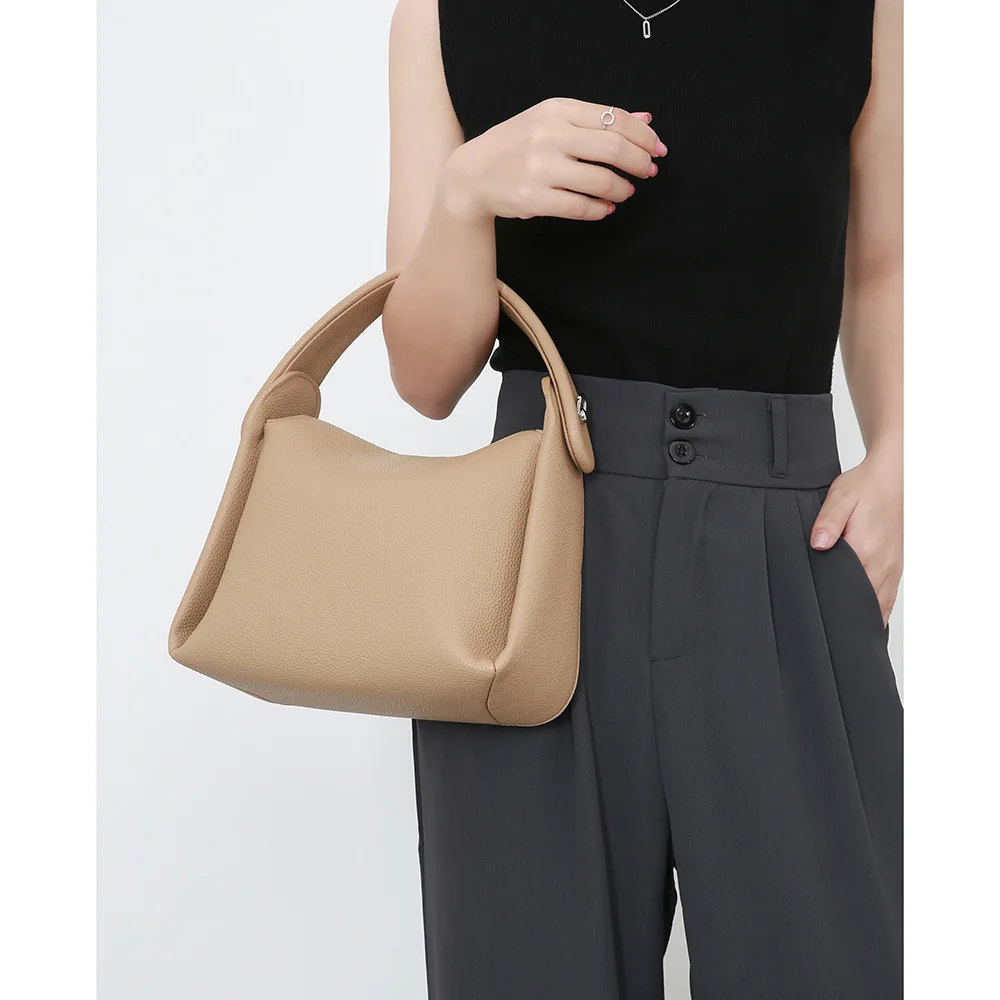 

Casual French Dumpling Bag 2024 New Simple Versatile Retro Soft Fashion Elegant Genuine Leather Bag Shoulder Crossbody Handbag