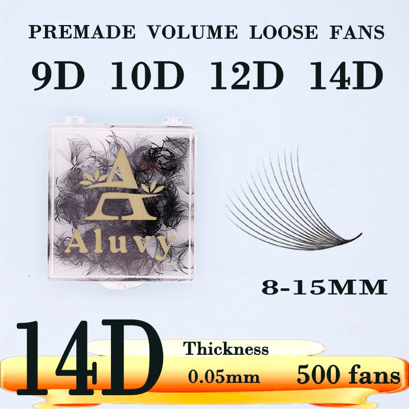 

Premade Fans Lashes 500 Loose Fans 9D -14D 0.05mm Russian Volume Fans Eyelash Extensions Loose Fans Thin Slim Pointy Base