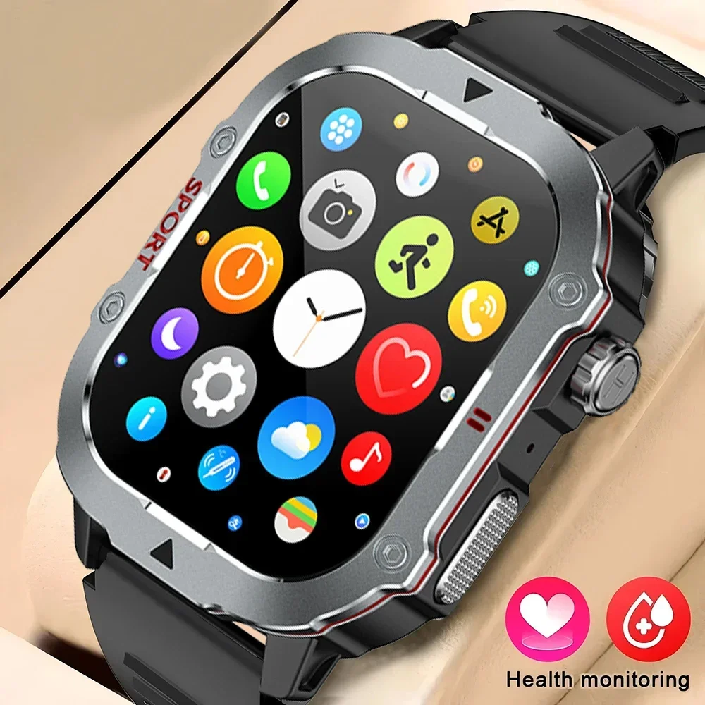 

2024 New Men's Outdoor Military Smartwatch - 2.19" Screen. Bluetooth Call. for Android & IOS. IP67 Waterproof. Sports Fitness.