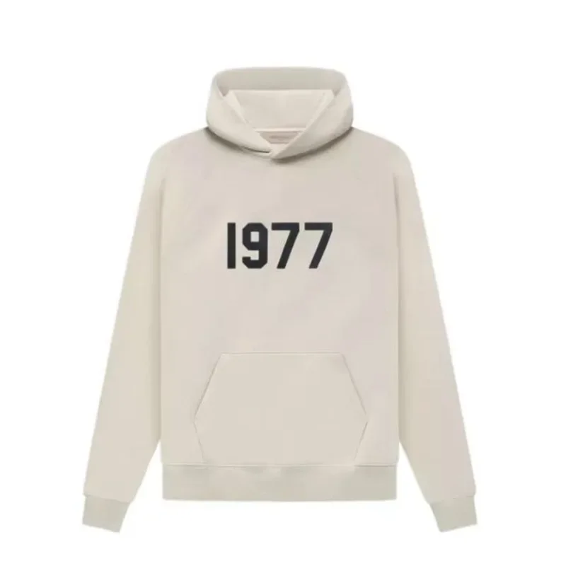 1977 Fleece Hooded Sweater American High Street Men\'s Sports Hoodie INS European and American Style