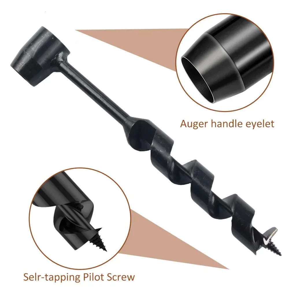 1PcsBushcraft Hand Drill Carbon Steel Manual Auger Drill Portable Manual Survival Drill Bit Self-Tapping Survival Wood PunchTool