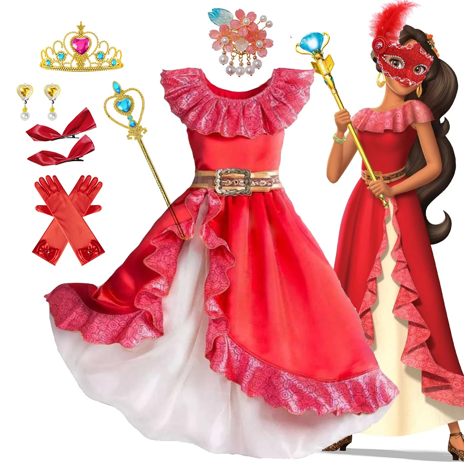 

Elena Dress Girl Princess Cosplay Costume Children Birthday Party Surprise Gift Avalor Fancy Frock Anime Role Play Luxury Outfit