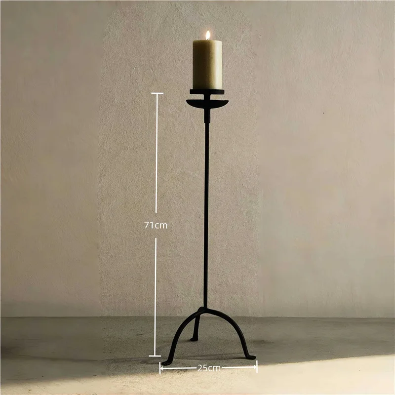 Decorative candlestick retro homestay candle stand atmosphere decoration tall tripod warmth European style branch French style