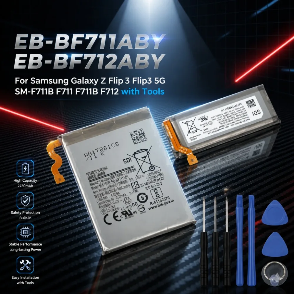 Upgrade EB-BF711ABY EB-BF712ABY Mobile Phone Battery for Samsung Galaxy Z Flip 3 Flip3 5G SM-F711B F711 F711B F712 with Tools