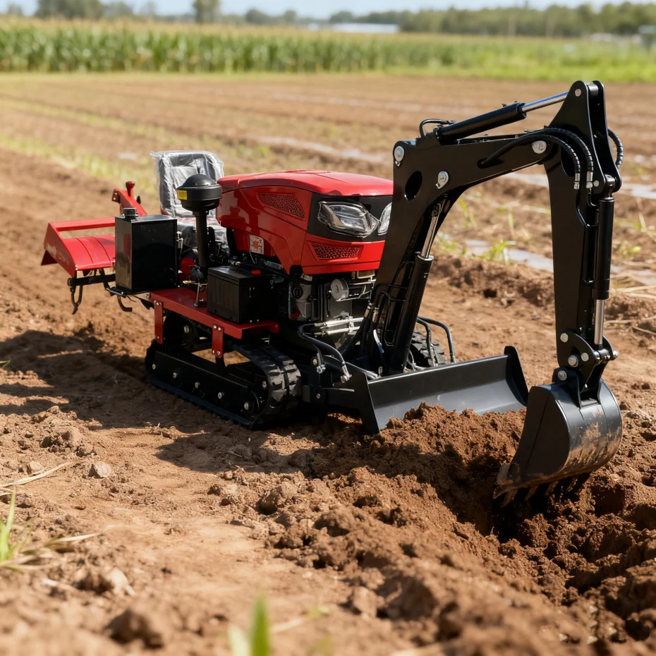 

35HP Multifunctional Crawler Micro-tiller Crawler Driven Trencher Agricultural Trenching Rotary Tiller