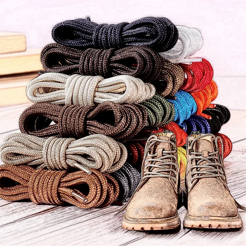 2 Pairs Solid Round Pure Round Shoelaces Beige Laces Durable Polyester Lace Boots Martin Boots Hiking Snow Lace Shoes