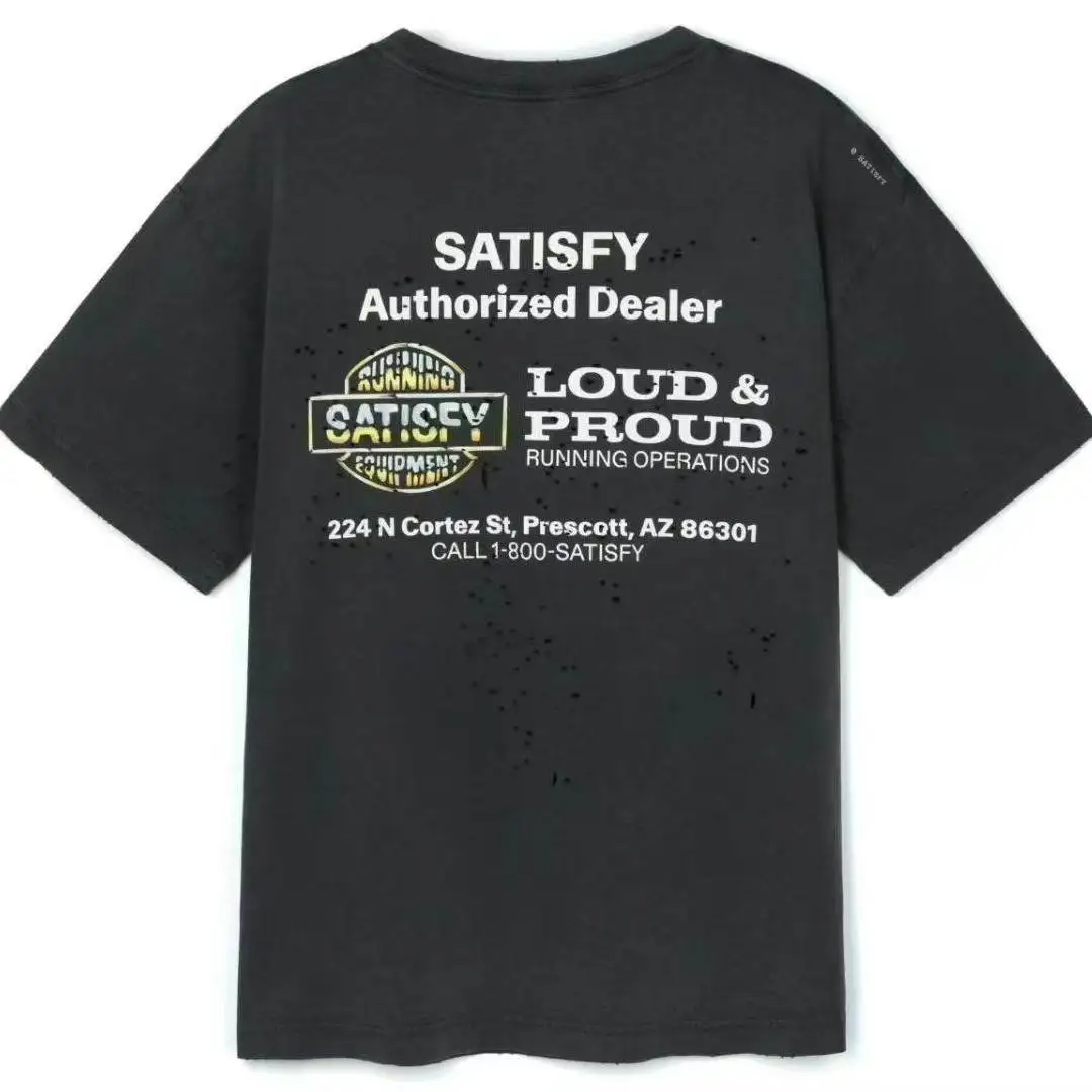Satisfy running 25aw retro letter hole wind tunnel long marathon short sleeve t-shirt