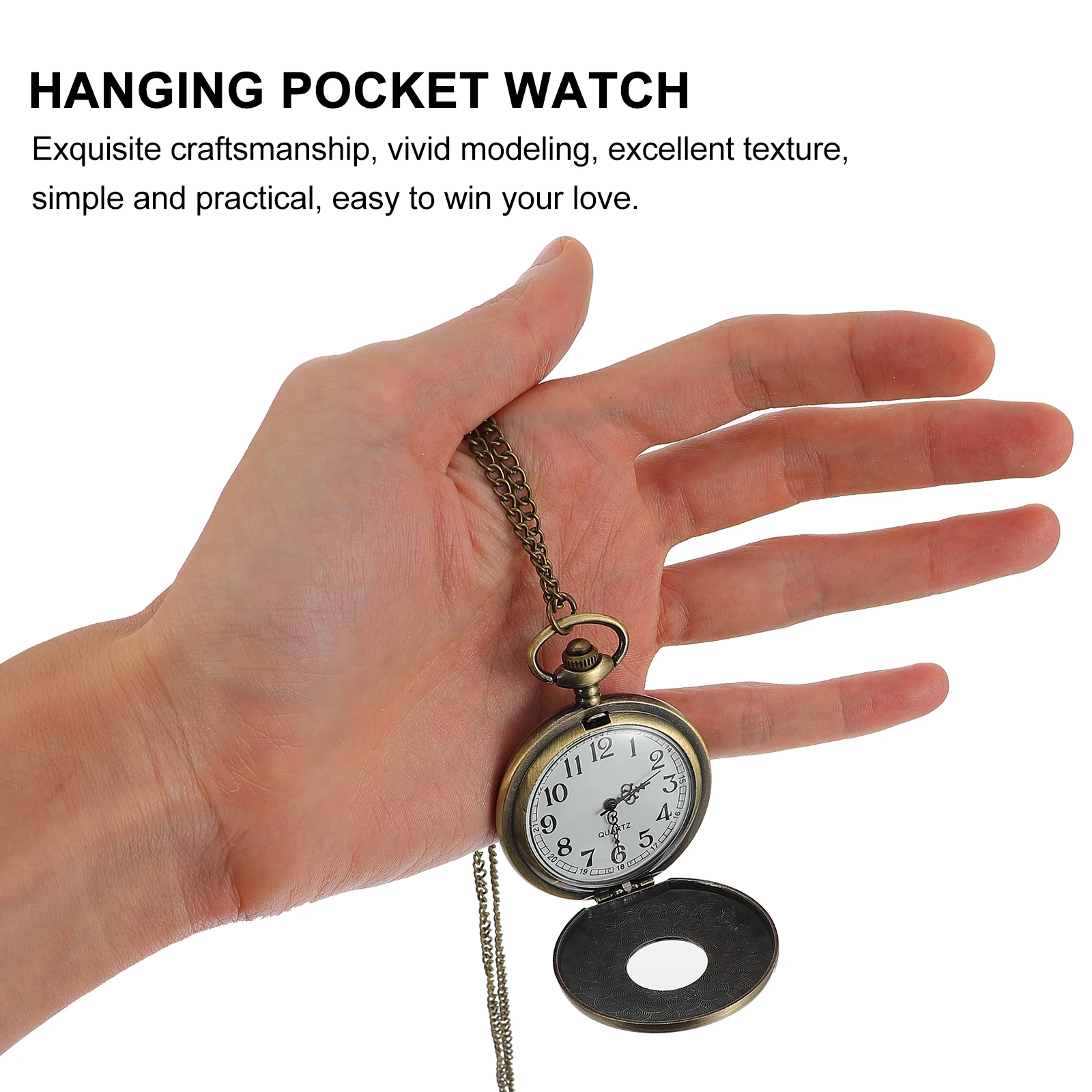 

Roman Numerals Pocket Watch Vintage Hanging Accessories Durable Zinc Alloy Chain Stylish Waist Watch for Men Women