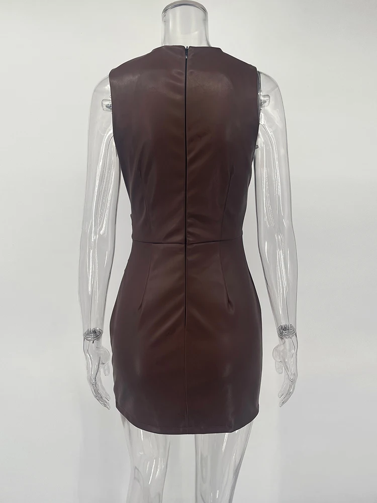 TARUXY Sleeveless Leather Maxi Dress For Women Tight Pleated Sexy Hip-Hugging Dress Vestido Solid High Waist Party Female Dress 14 Sd02331dcb4474b0886182781df446f16H