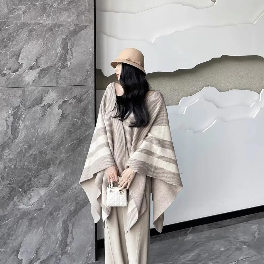 

Ladies' Pure Wool Knitted Cardigan Wrap Autumn Winter Loose Batwing Sleeve Outerwear Elegant Commute Style High Quality Wool