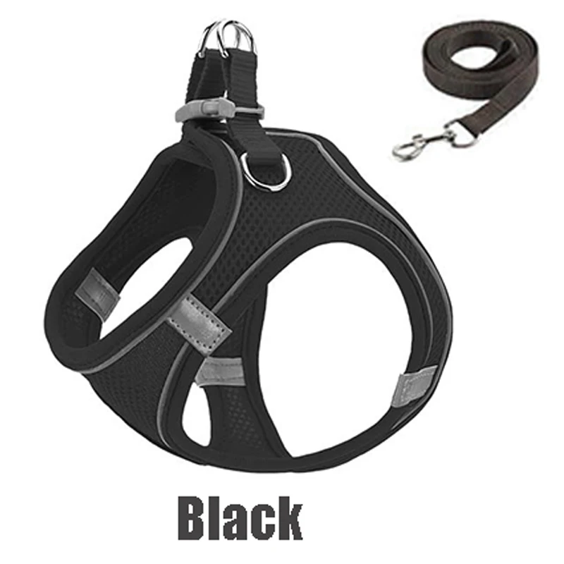 Reflective Dog Harness And Leash Set Adjustable Breathable Vest_voghion.com