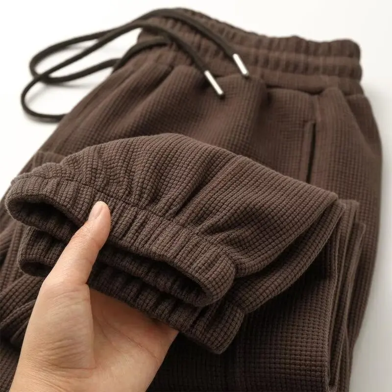 

Новинка 2025, мужские повседневные свободные тонкие леггинсы Spor, длинные брюки с прямыми штанинами и эластичной резинкой на талии, осенняя одежда, полиэфирное волокно