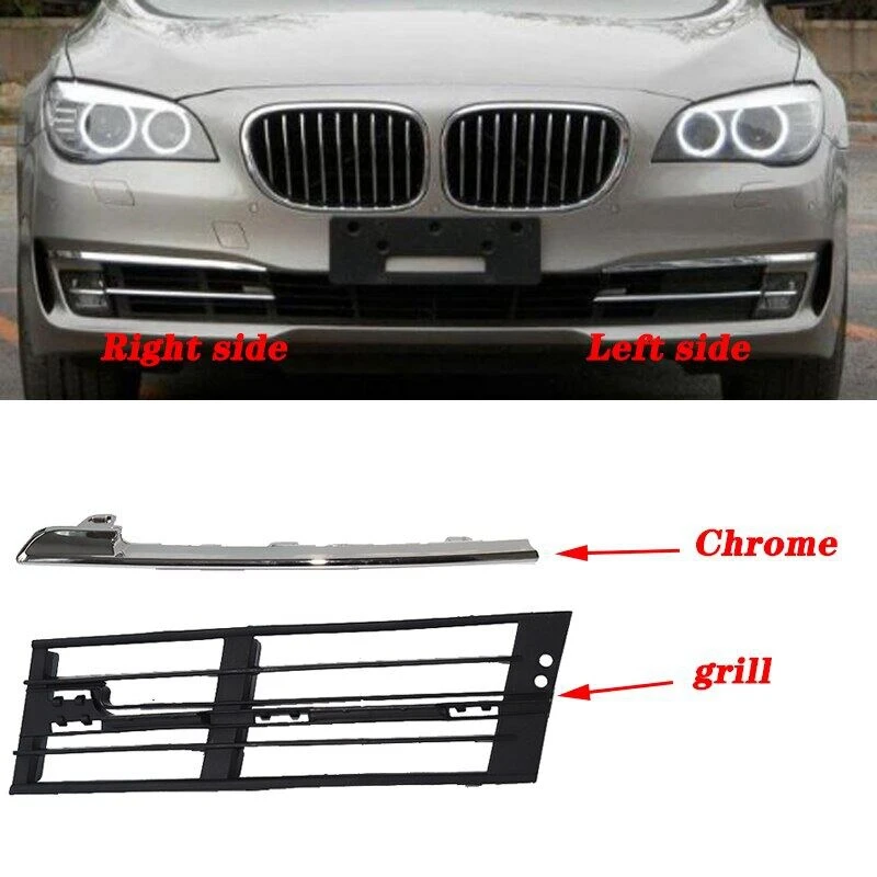 1Pair Front Fog Lamp Grille Daytime Running Lampshade Bumpers Grille For-BMW 7 Series F01 F02 LCI