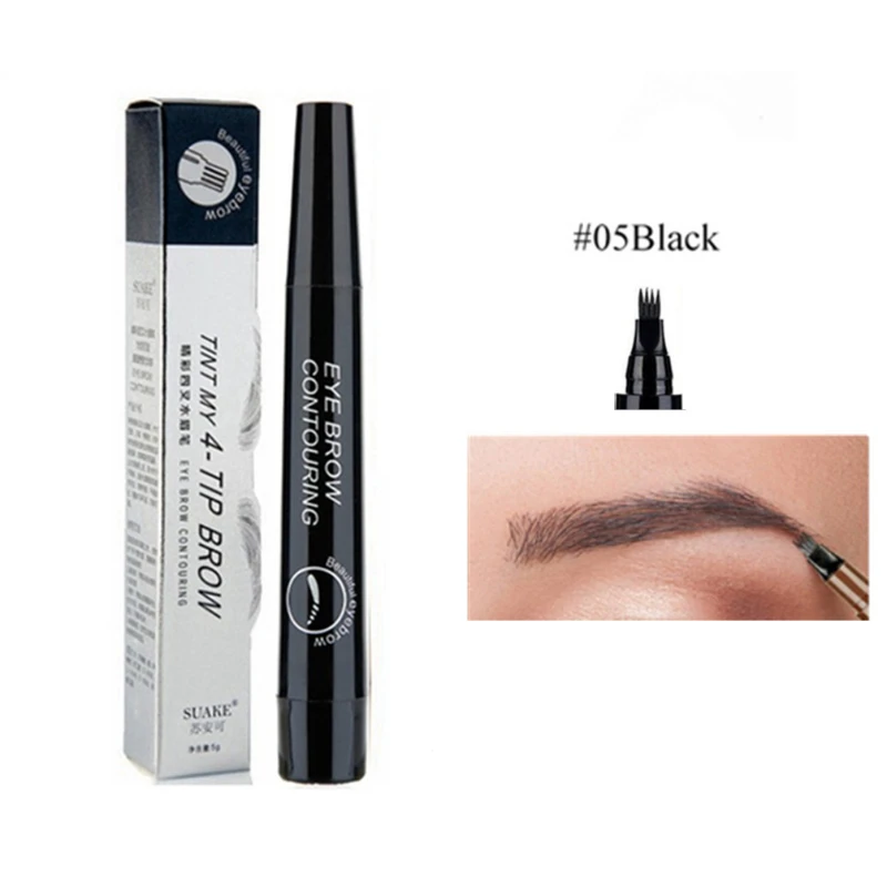 EyebloggTattoo-Crayon liquide pour sourcils, stylo à microblading 4D, pointe à 4 fourches, longue durée, croquis fin, maquillage