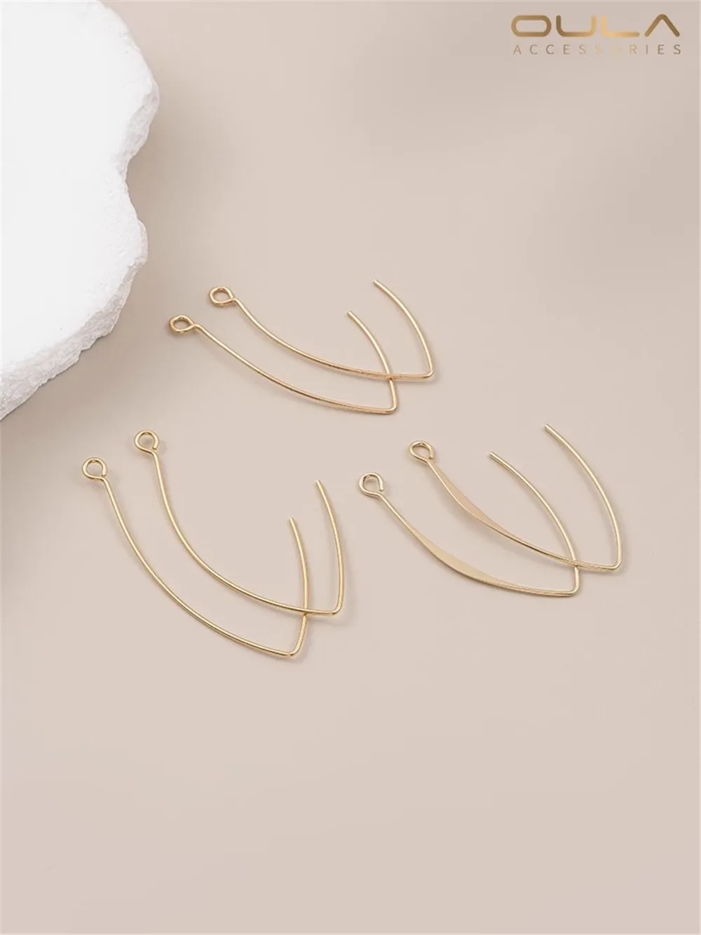 

14K Gold-Filled Plated Ear Hook Large V Long Ear Hook Temperament Ins Trendy Earrings Making Materials Diy Ear Accessories