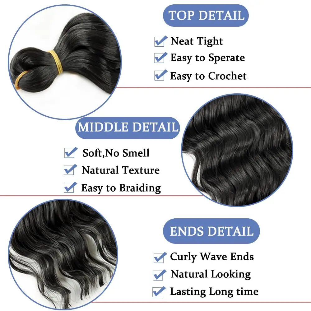 32 Inch Synthetic Deep Wave Crochet Hair Extensions for Women Curly Bohemian Twists Ocean Wave Crochet Braiding Hair
