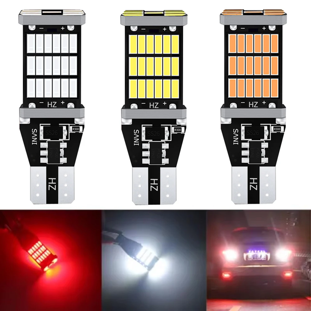 2 stücke T15 W16W LED Super Helle 45SMD 4014 921 912 LED Canbus Keine FEHLER Auto Backup Stop Reserve lichter Birne Bremsleuchte Rot Weiß