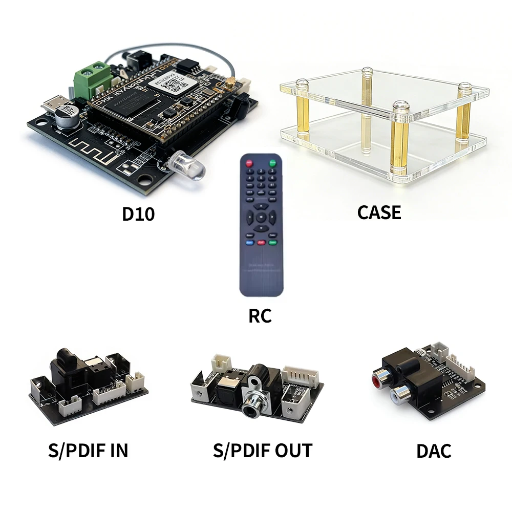 

EMiUZEK D10 WiFi Bluetooth Receiver Expansion Board ESS9023 DAC I2S Optical Coaxial Multiroom Audio Streamer
