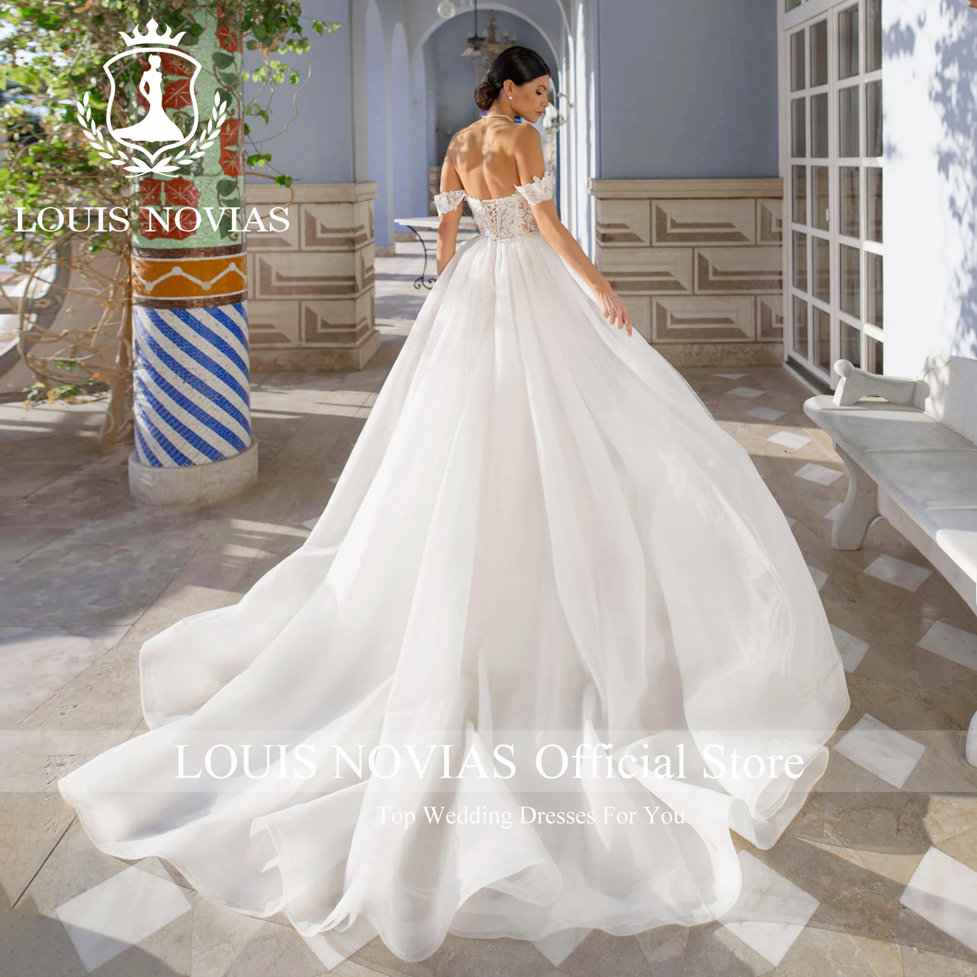 LOUIS NOVIAS Mermaid Wedding Dress 2023 Off the Shoulder Deep V-neck Detachable Train Wedding Gown Vestidos Elegantes Para Mujer