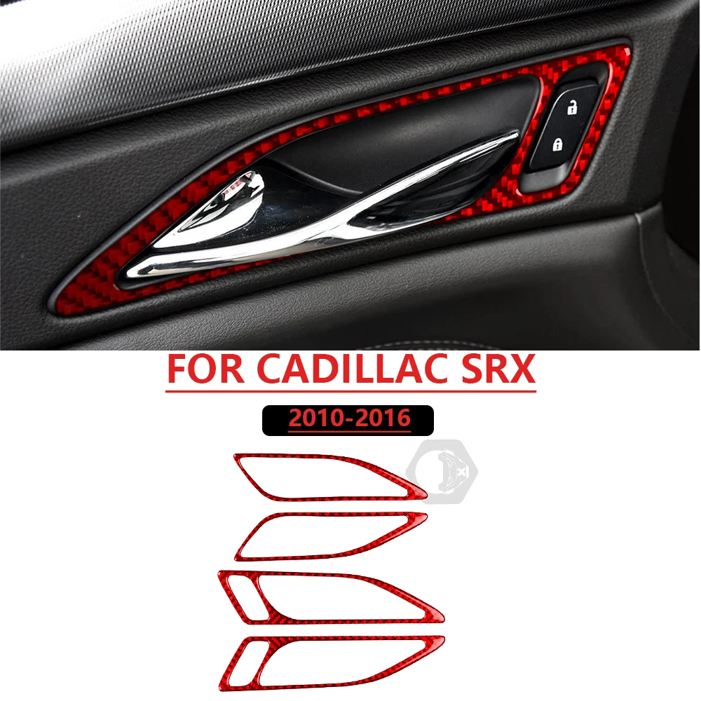 For CADILLAC SRX 2010-2012 Defogging Air Outlet Vent Trim Red Real Soft Carbon Fiber Car Interior Accessories Decoration Sticker