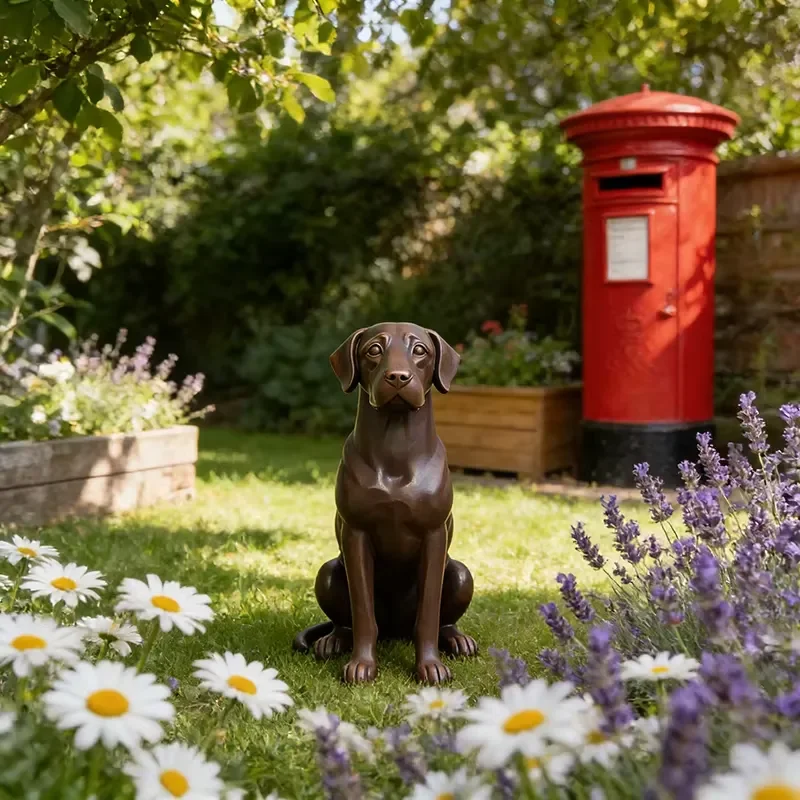Resin Labrador Statue - Hand Painted Fashion Art Collectibles Ornaments Irregular Shapes Suitable for English Country Gardens