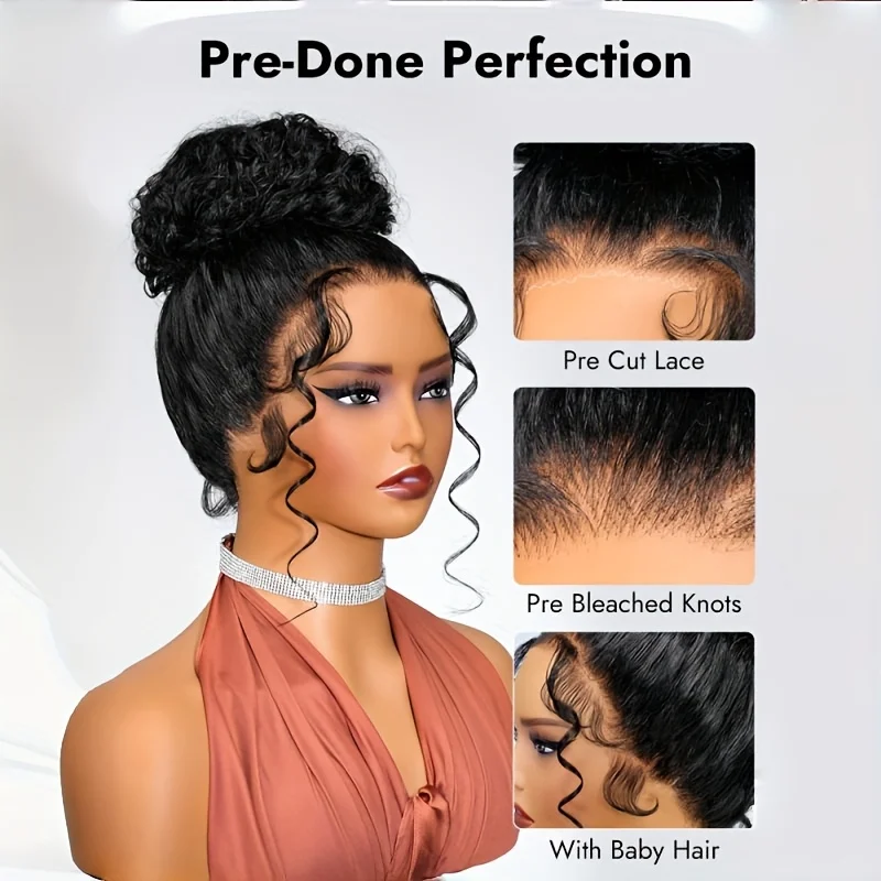 Lafino 250 Density HD Invisi Strap 360 Full Lace Frontal Kinky Curly Wig 40 inch Human Hair Drawstring Snug Water Wig Glueless image 5