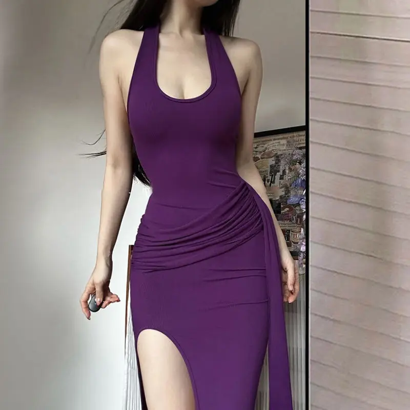 Abiti da donna Party Night senza maniche Milkmaid increspato raccolto smocking elasticità regolabile aderente artistico dimagrante pendolarismo