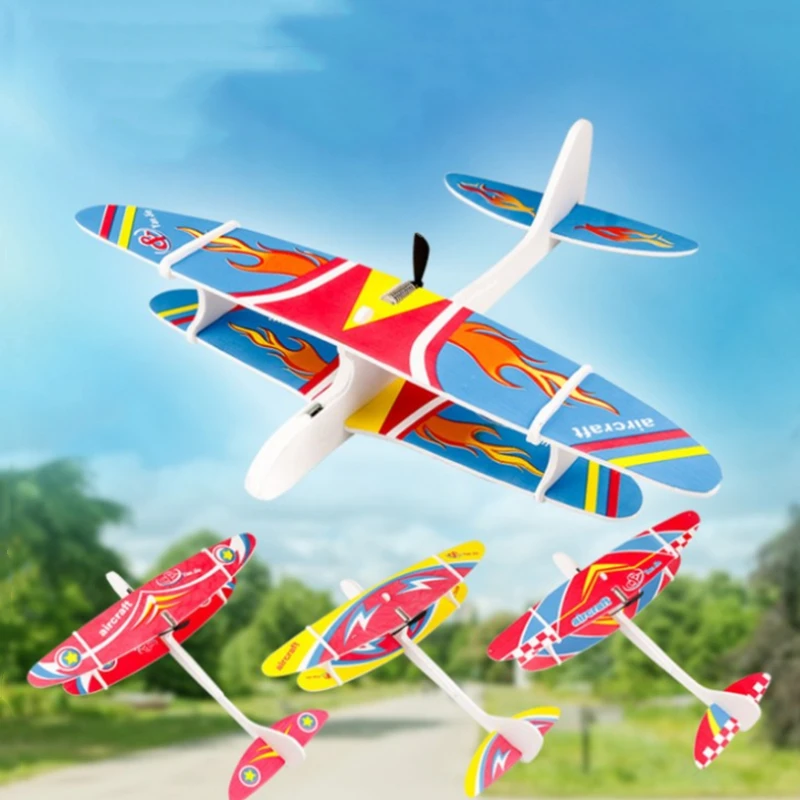 Electric Hand Throw Airplane Foam Launch Fly Glider Planes Model Aircraft Outdoor Fun Toys For Children Party Game Outdoor Toy