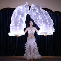 1 par de abanicos LED para danza del vientre, mano izquierda y derecha, 150cm de longitud, abanicos de seda de Color degradado, accesorios de baile, accesorios para actuación en escenario