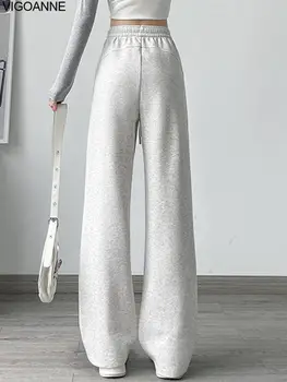 VigoAnne 2025 秋季休閒灰色寬褲 女款灰色高腰運動寬鬆褲 女士健身跑步長版寬鬆褲 8 最佳銷售 女士慢跑褲 - №7