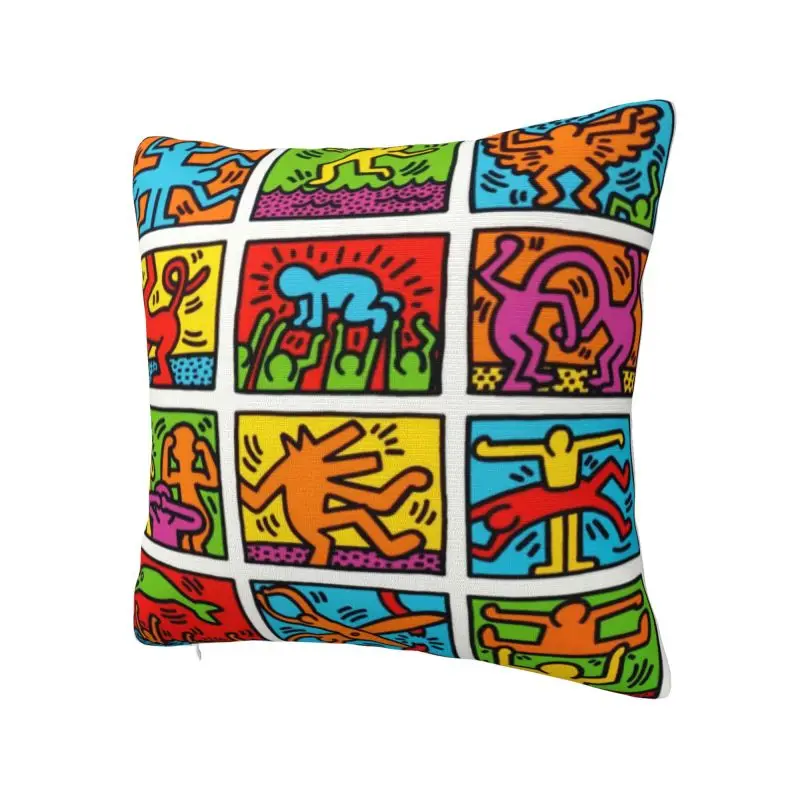 Custom Luxury Haring Dance Cushion Cover Polyester Haring Geometric Graffiti Pillow Case