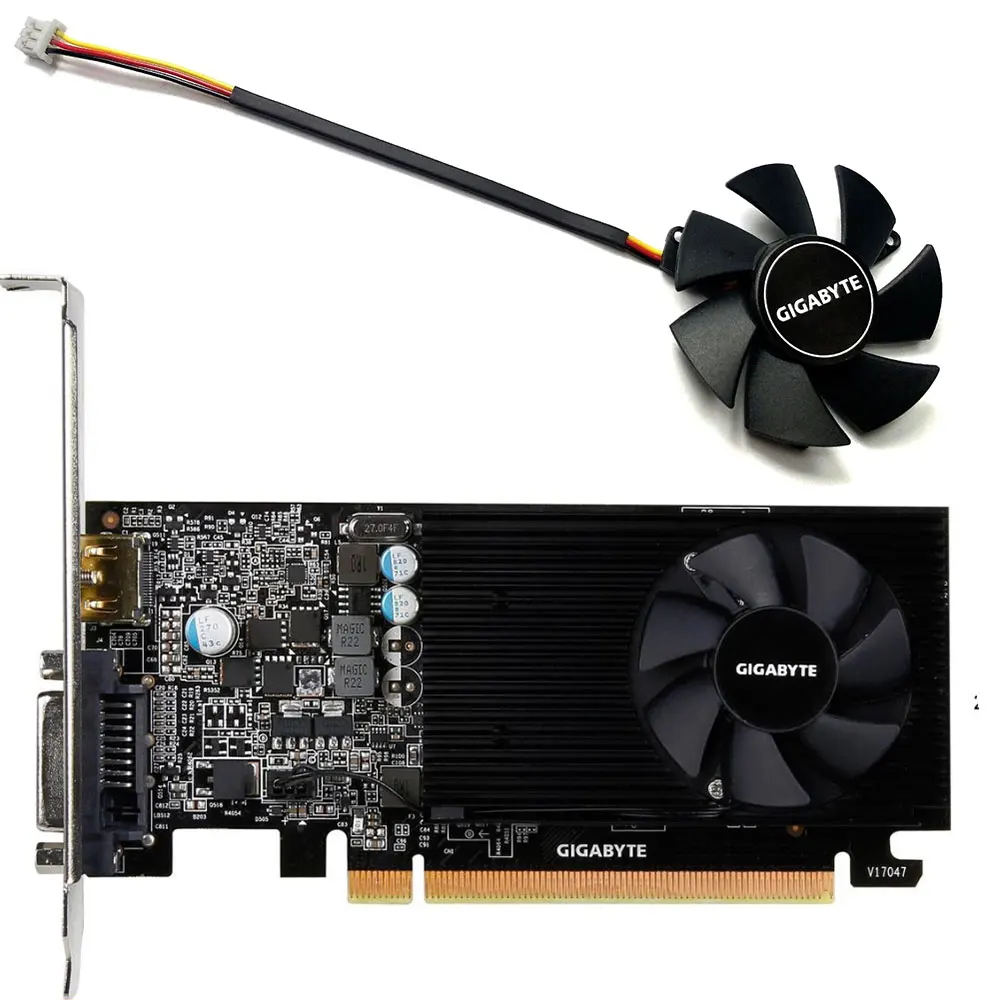 NOWOŚĆ FS1250-S2053A 3PIN GIGABYTE GT 1030 Wentylator niskoprofilowy ， Do GIGABYTE GTX 1050、1050TI、 GT 1030 Wentylator niskoprofilowy karty graficznej