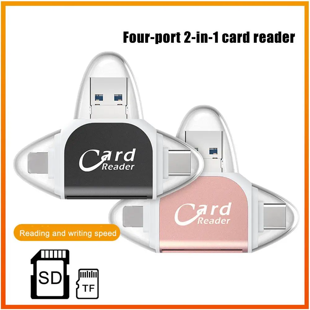 Multi-Port 4 In 1 Universal SD TF Card Reader USB Type C Hub Adapter To View Camera Photos For iPhone Pro G0M8