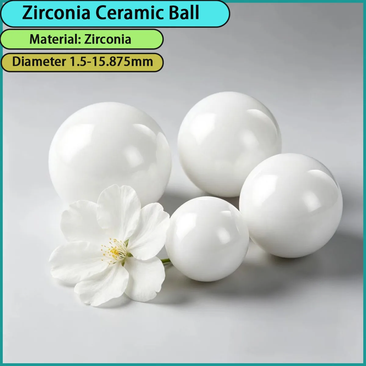 Zirconia ceramic balls with a diameter of 1.5-15.875mm are used for precision bearings, high-end mechanical components, etc