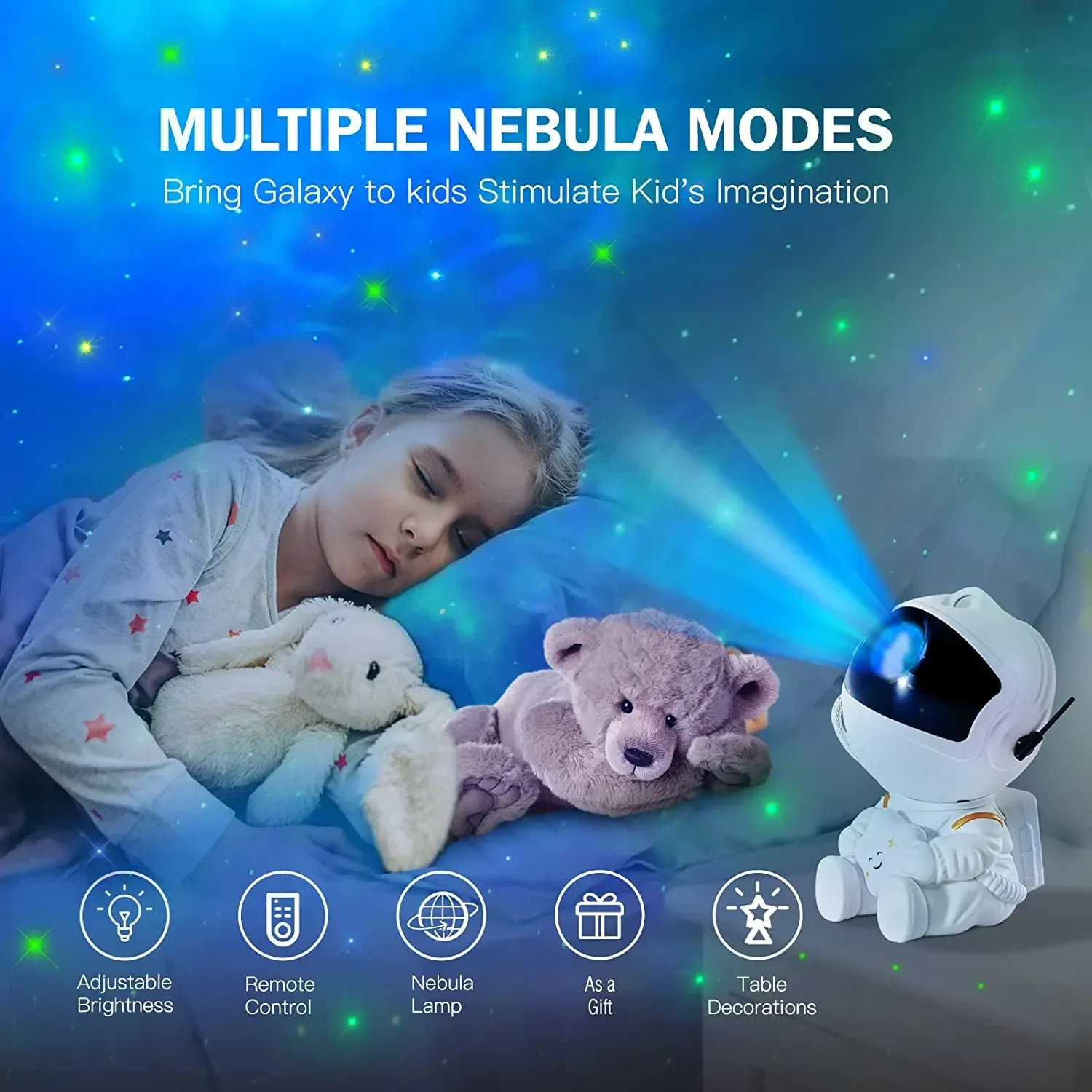 Led Galaxy Projector Night Light Star Astronaut Atmosphere Projector Lamp for Home Decorative Bedroom Children Kids Gift