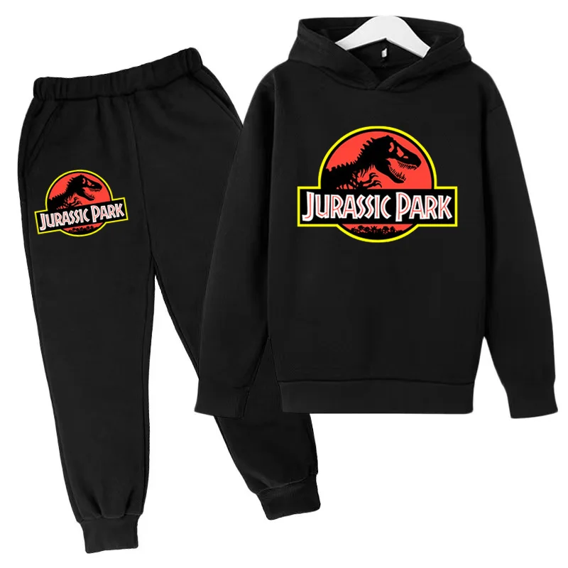 

Jurassic Park Hoodie Children Cartoon Dinosaur Sweatshirt Top + Pants Casual Boys Girls Pullover Long Sleeve Fall Tracksuit Set