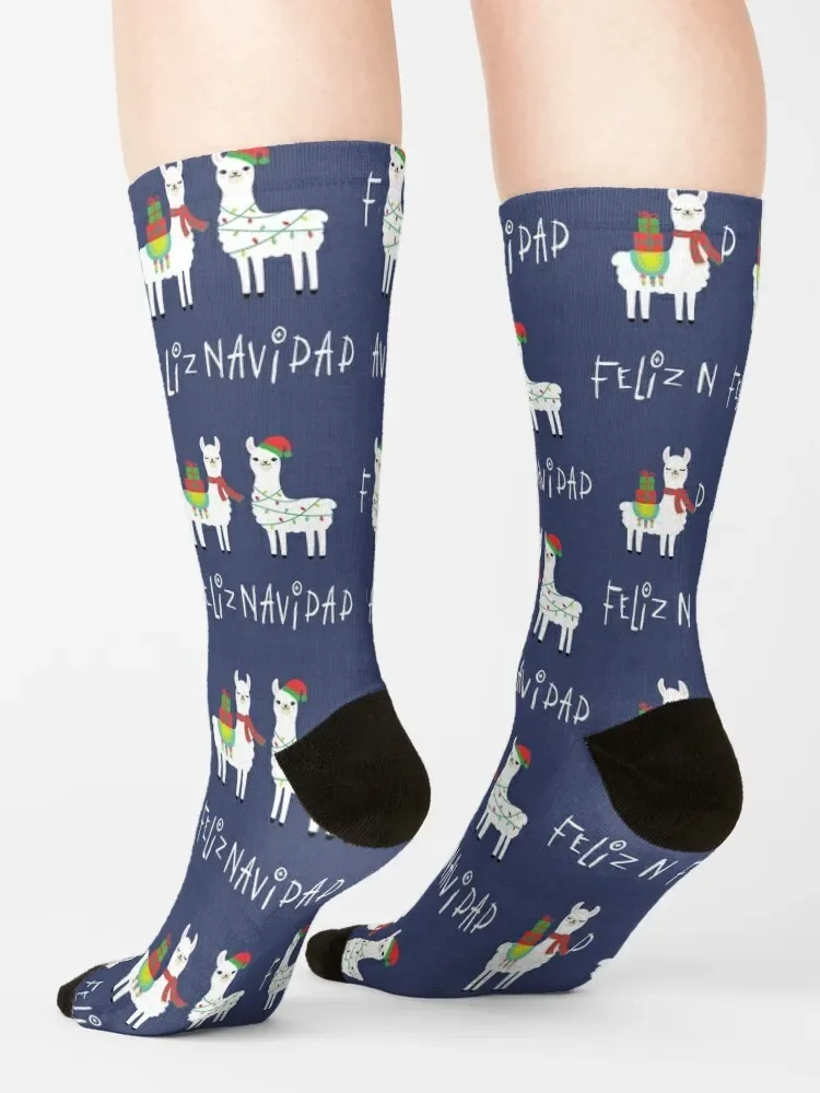 Weihnachten Lama Feliz Navidad (Spanisch Alpaka) Socken Hockey Heizung Socke Weihnachts geschenke Weihnachts geschenk Frau Socken Männer