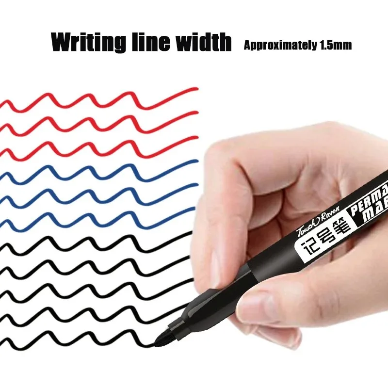 3/6Pcs/Set Permanent Marker Pen Fine Point Waterproof Ink Thin Nib Crude Nib Black Blue Red Ink 1.5mm Fine Color Marker Pens